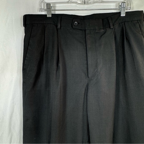 Perry Ellis Men’s Classic Double Pleated Cuffed Black Pants 36/32 - Picture 3 of 7